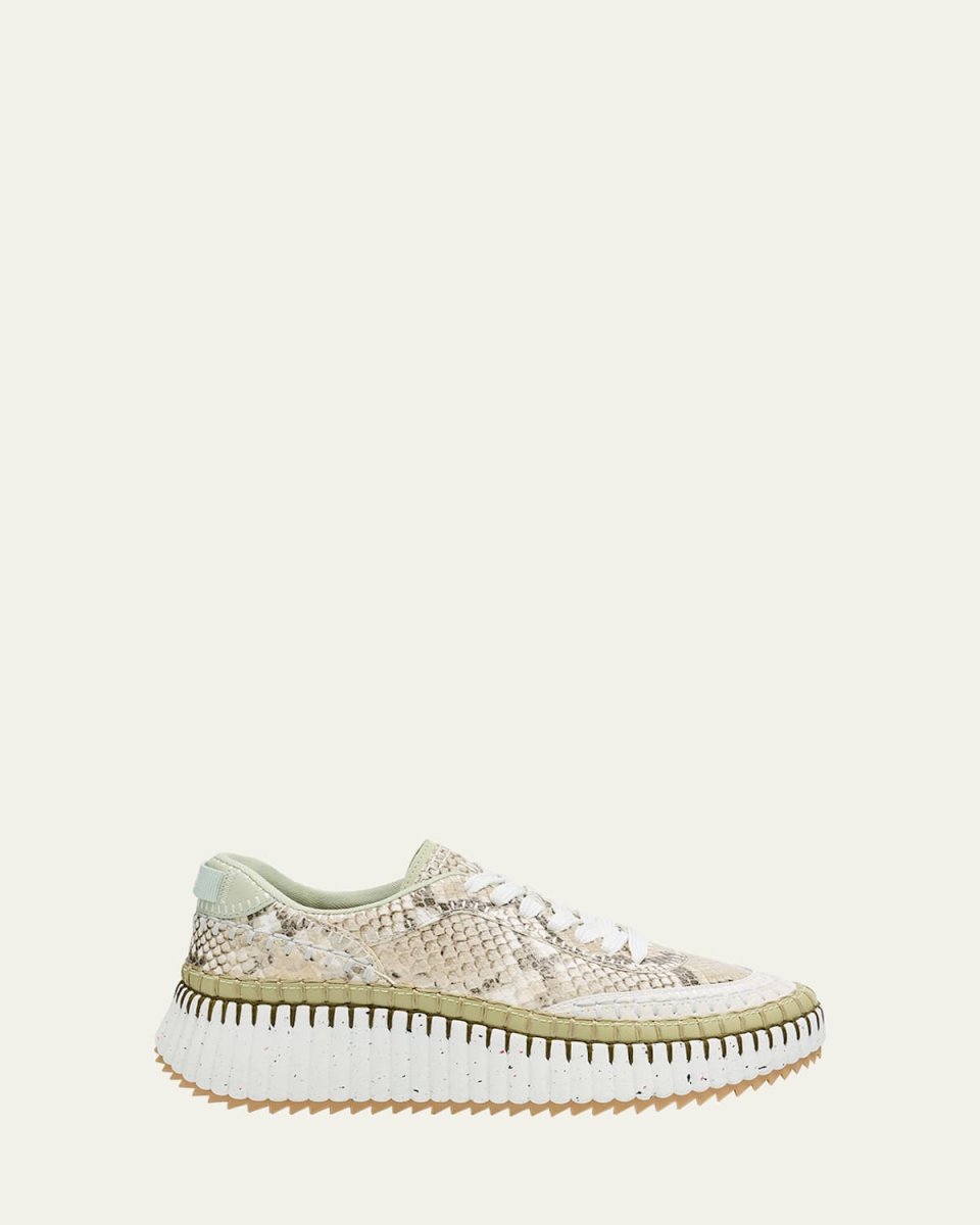 Nama Python-Print Leather Stitch Walking Sneakers